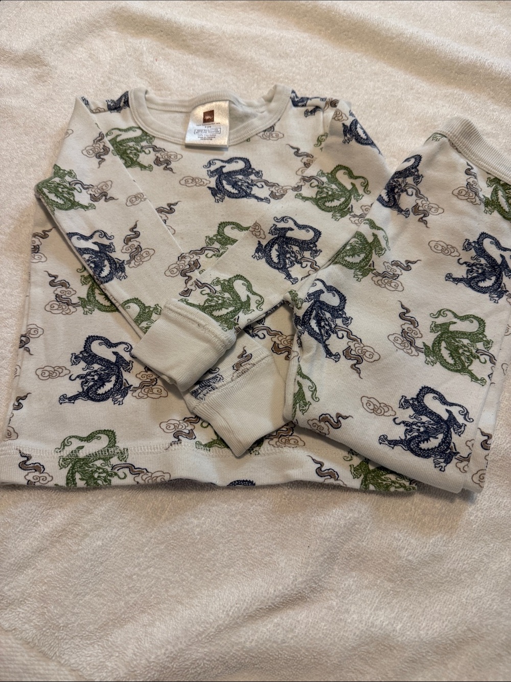 Tea Collection Dragon Print Pajama Set - Green & Blue